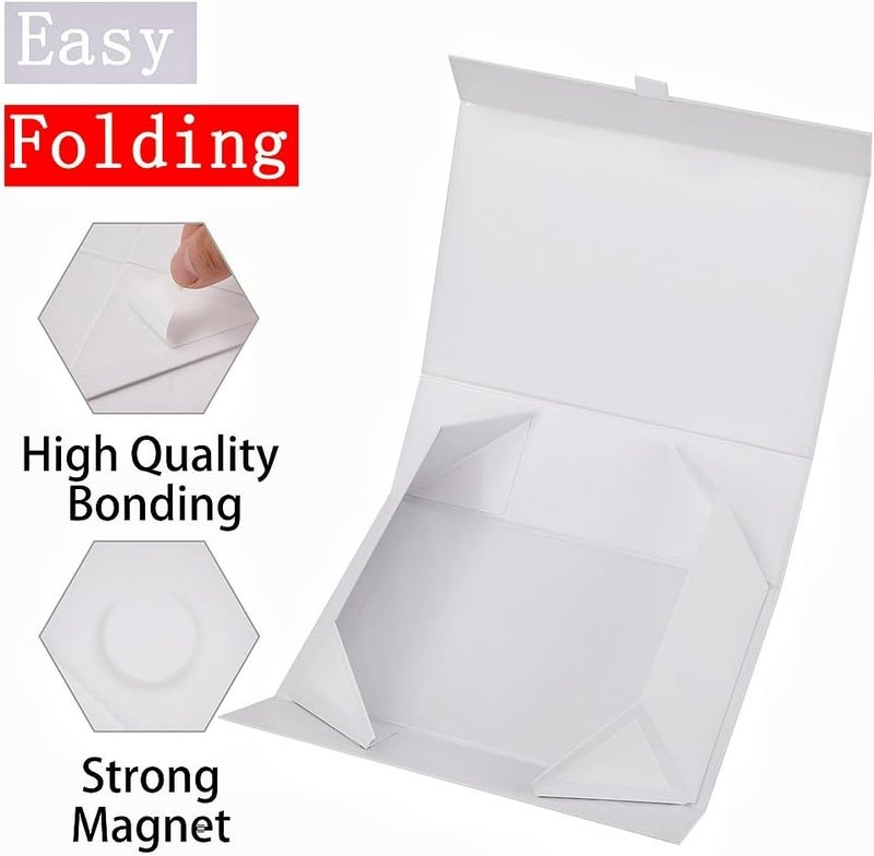 PLINJOY 5 Pcs White Gift Box for Presents 10.8x7.5x3.5 Inches Magnetic Gift Boxes with Lid Luxury Gift Box for Rectangle Collapsible for Bridesmaid, Wedding, Birthday Gift Packging - Image 3